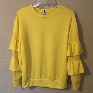 KTOO Yellow Ruffles Long Sleeves Top